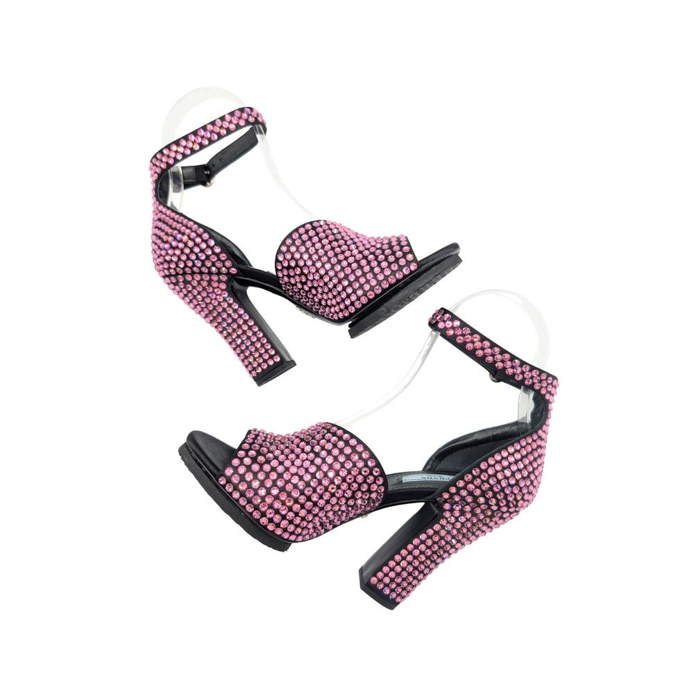 Prada Pink Swarovski Crystal Block Heels Fall 2019 Size 37 - Picture 4 of 9